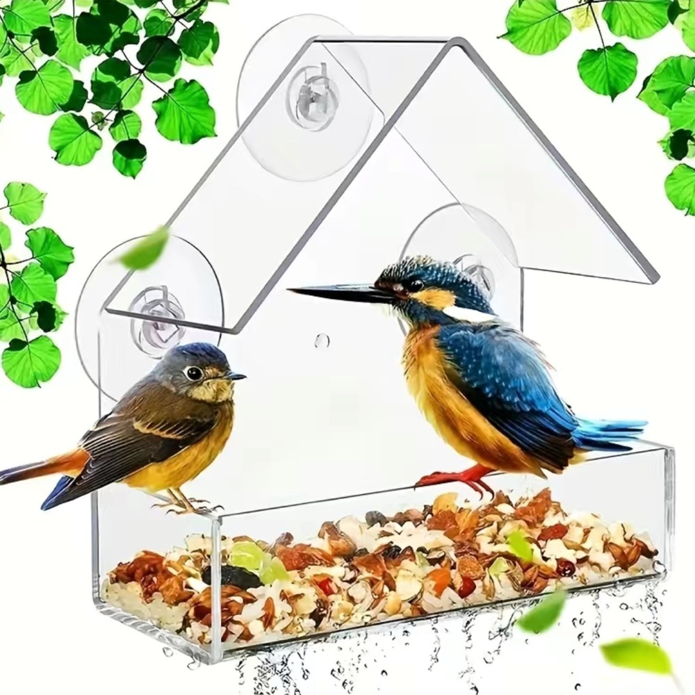 NWT Transparent Window Bird House Feeder